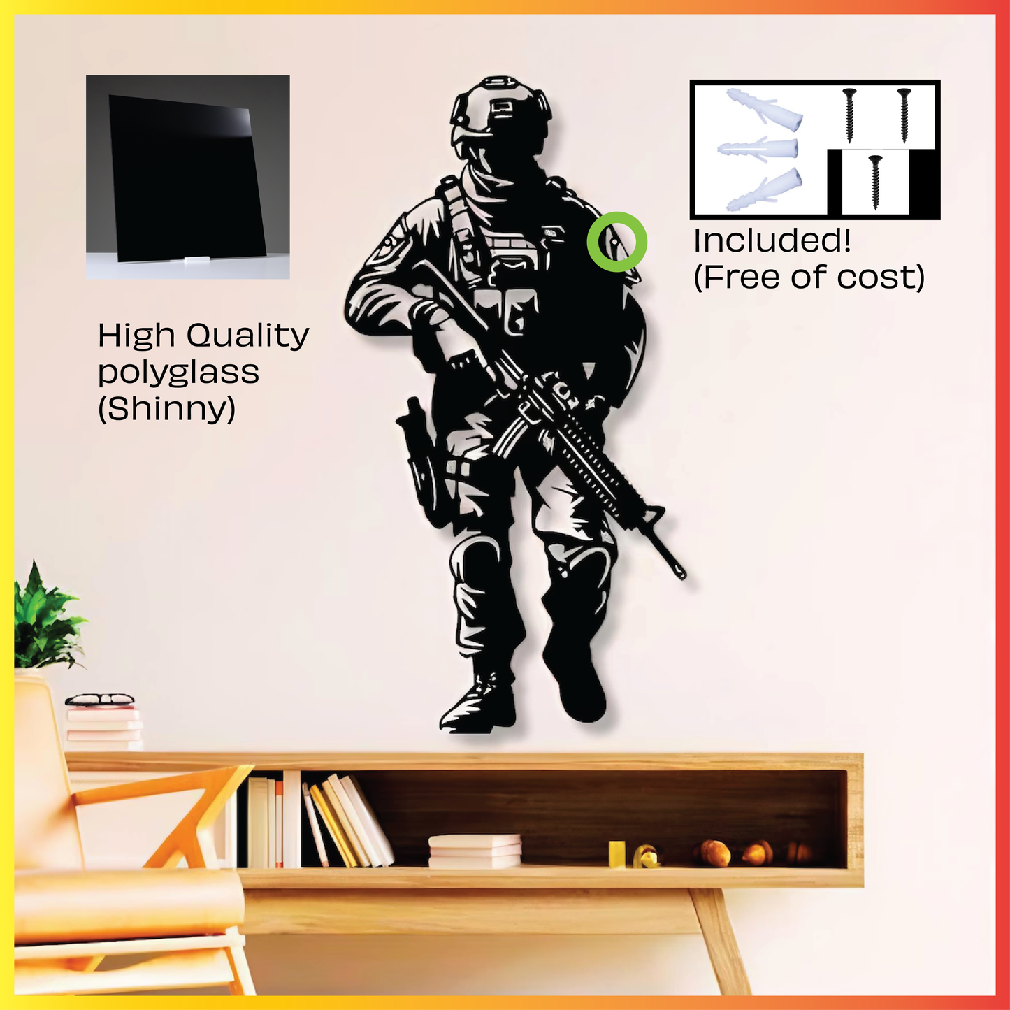 Soldier Acrylic laser cut art for wall decor and Gift, Keyzaar