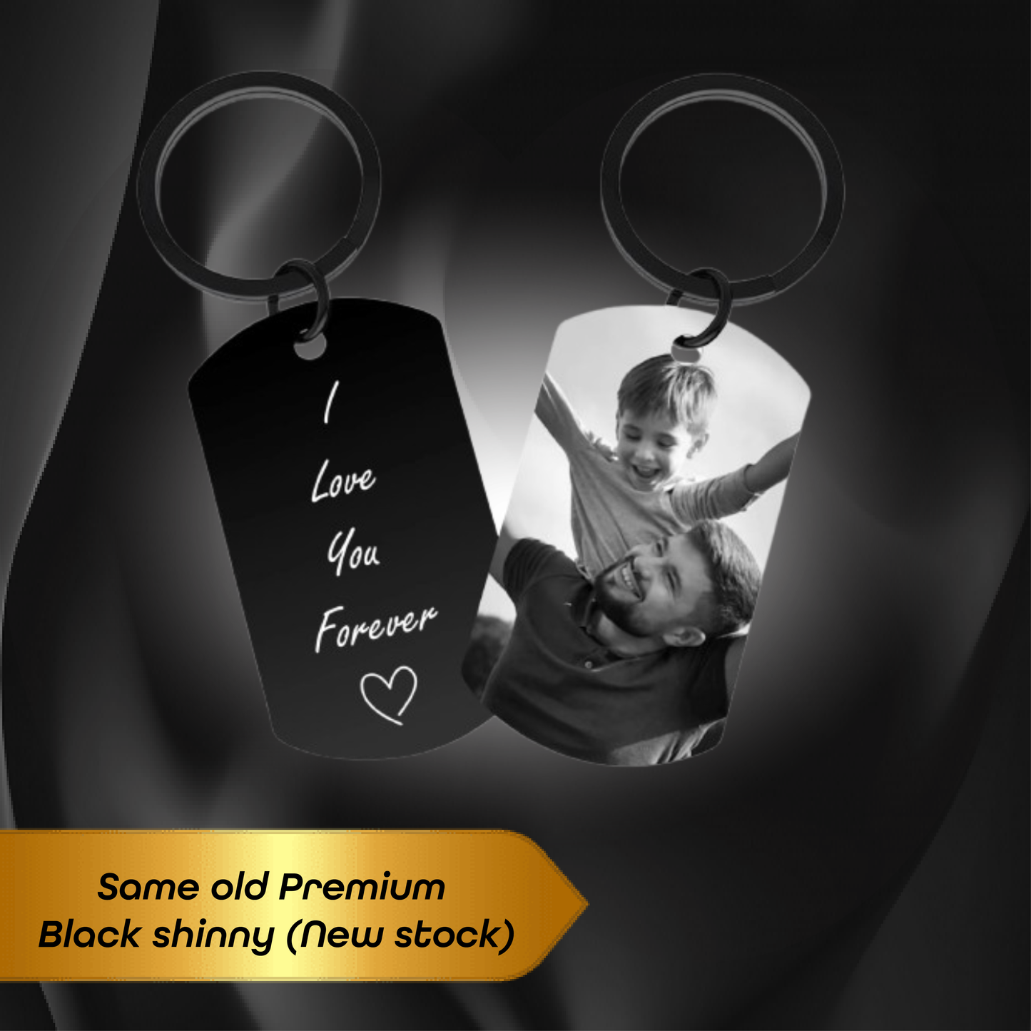 Keychain with image engraving and text engraving on back, Adornmoda